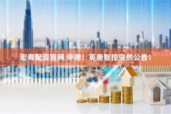 宏粤配资官网 停牌！英唐智控突然公告！